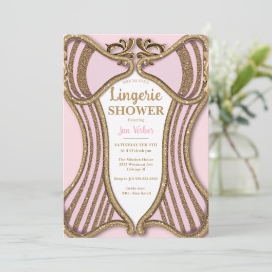 Invitation Douche lingerie enterrement de vie de jeune fille (Debout devant)