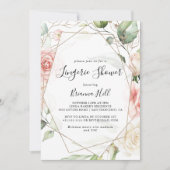 Invitation Douche Lingerie Géométrique Vert Or (Devant)