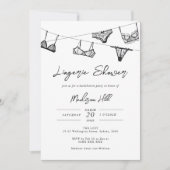 Invitation Douche lingerie minimaliste à trait main (Devant)