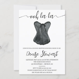 Invitation Douche Lingerie, noir et blanc, Fête des mariées
