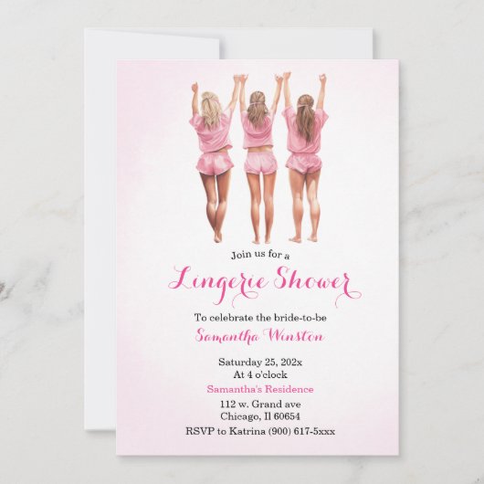 Invitation Douche lingerie rose (Devant)