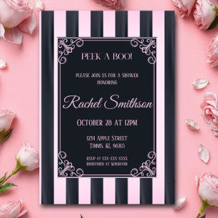 Invitation Douche Lingerie rose et noir