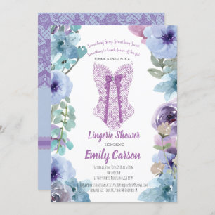 Invitation Douche lingerie violette. Élégante fête de la mari