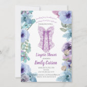 Invitation Douche lingerie violette. Élégante fête de mariée (Devant)