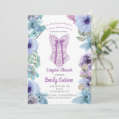 Invitation Douche lingerie violette. Élégante fête de mariée (Debout devant)