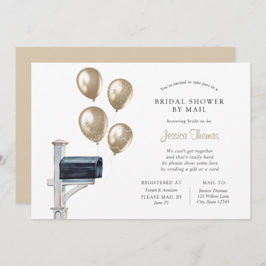 Invitation Douche longue distance nuptiale par courrier (Devant / Derrière)