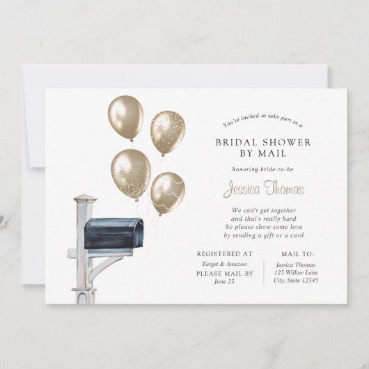 Invitation Douche longue distance nuptiale par courrier (Devant)