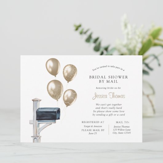 Invitation Douche longue distance nuptiale par courrier (Debout devant)