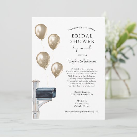Invitation Douche longue distance nuptiale par courrier (Debout devant)
