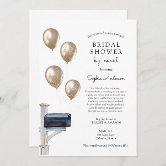 Invitation Douche longue distance nuptiale par courrier (Devant / Derrière)