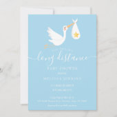 Invitation Douche Longue Distance Par Courrier Stork Star Blu (Devant)