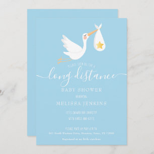 Invitation Douche Longue Distance Par Courrier Stork Star Blu