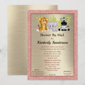 Invitation Douche longue distance rose par courrier Baby Girl (Devant / Derrière)