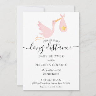 Invitation Douche Longue Distance / Saupoudrer Par Mail Rose