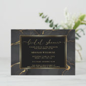 Invitation DOUCHE | Marbre noir et or élégant (Debout devant)