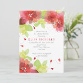 Invitation Douche mariage à fleurs rose rouge (Debout devant)