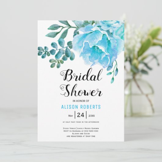 Invitation Douche mariage couleur bleu (Debout devant)