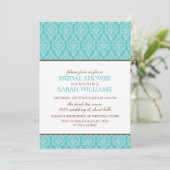 Invitation Douche Mariage damassé Bleu Delicate (Debout devant)