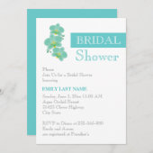 Invitation Douche mariage pour orchidée bleue Stripe & aqua (Devant / Derrière)