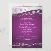 Invitation Douche mariage violette, grise à flocons de neige (Devant)