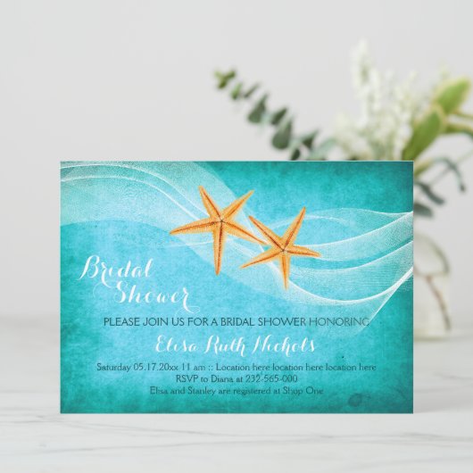 Invitation Douche mariée de plage Starfish (Debout devant)