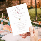 Invitation Douche Mariés Calligraphie Rose Moderne pour Lui e