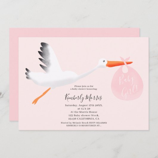 Invitation Douche mignonne de bébé d'illustration de sac de (Devant / Derrière)