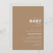 Invitation Douche minimaliste Brown pour bébé (Devant / Derrière)