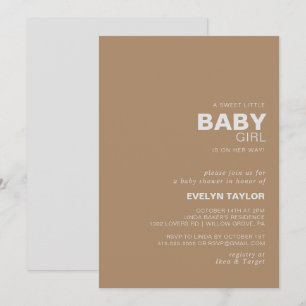 Invitation Douche minimaliste Brown pour bébé