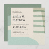 INVITATION DOUCHE MODERNE ABSTRAITE AQUA BLEU ART COUPLES (Devant / Derrière)