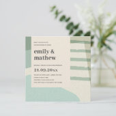 INVITATION DOUCHE MODERNE ABSTRAITE AQUA BLEU ART COUPLES (Debout devant)