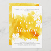 Invitation Douche moderne abstraite aquarelle jaune couples (Devant / Derrière)
