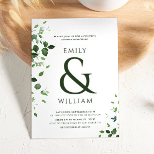 Invitation Douche moderne Feuille Couples