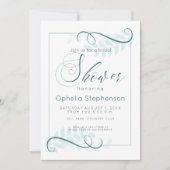 Invitation Douche moderne Mint Feuilles Accents Jade (Devant)