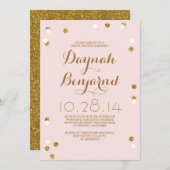 Invitation Douche moderne pour mariée rose & or confetti (Devant / Derrière)