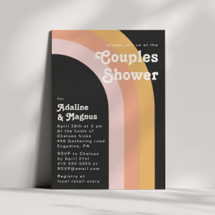 Invitation Douche moderne Retro 70's Rainbow Dark Couples