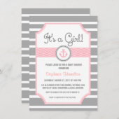 Invitation Douche nautique de bébé d'ancre de bateau (Devant / Derrière)