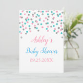 Invitation Douche neutre de genre argenté bleu rose de (Debout devant)