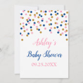 Invitation Douche neutre d'or de genre bleu rose de confettis (Devant)