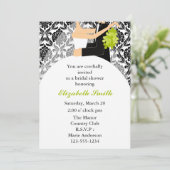 Invitation Douche noire Damask (Debout devant)