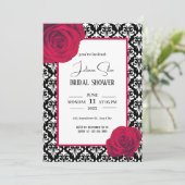 Invitation Douche noire rouge et blanche damassée (Debout devant)