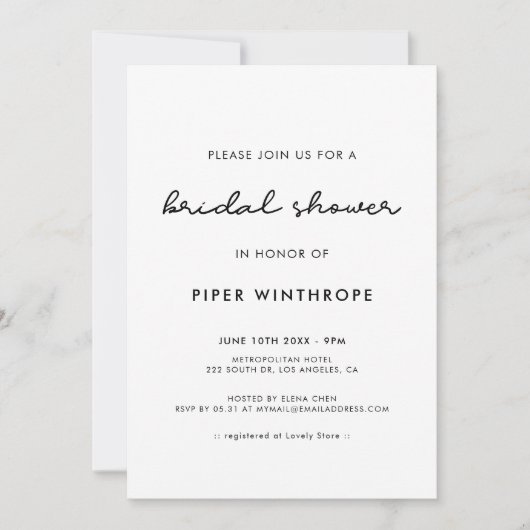 Invitation Douche nuptiale (Devant)