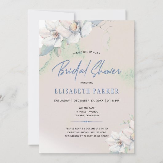 Invitation Douche nuptiale à aquarelle fleurie (Devant)