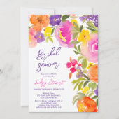 Invitation Douche nuptiale à aquarelle fleurie rose (Devant)