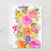 Invitation Douche nuptiale à aquarelle fleurie rose (Dos)