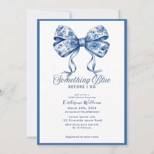 Invitation Douche nuptiale à arc bleu (Devant)