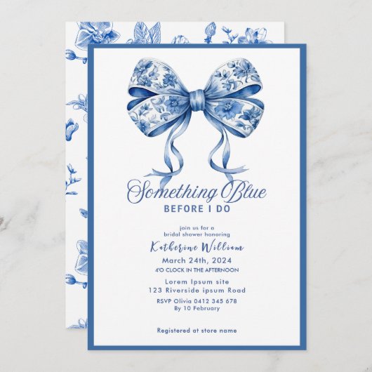 Invitation Douche nuptiale à arc bleu (Devant / Derrière)
