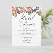 Invitation Douche nuptiale à bleuets fleuris de chute d'aquar (Debout devant)