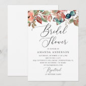 Invitation Douche nuptiale à bleuets fleuris de chute d'aquar (Devant / Derrière)