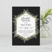 Invitation Douche nuptiale à cadre doré aquarelle (Debout devant)